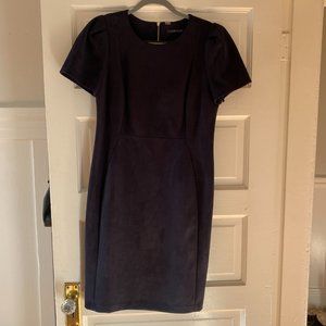 Calvin Klein Navy Scuba Suede Sheath Dress with Petal Sleeves - Size 12
